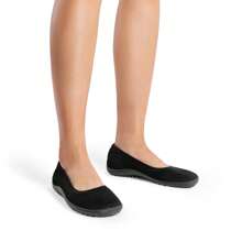 Women's Ballet Flats, Wide Toe Box Knit Flats For Women With Arch Support, Comfortable Slip On Dressy Travel Work Business Office Shoes For Women - Black - View 8