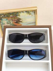 2pcs Oval Small Frame Fashion Glasses For Women, Casual & Resort For Summer Beach Vacation, Outdoor, Travel
