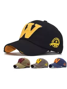 1 件复古做旧水洗个性化不褪色棒球帽，水洗面料立体字母 W 刺绣做旧棒球帽，户外运动太阳帽，时尚百搭透气太阳帽 - 彩色 - 查看 11