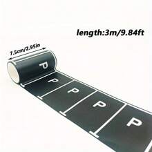 10pcs Reusable Cartoon Race Track Stickers, Black Polyurethane Race Track Tapes, Suitable For Party Car Decoration, Pre-Pasted Glitter Effect, Car Themed Birthday Party Racing Game Party Supplies