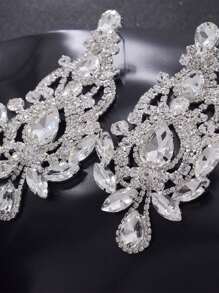 1 对 4.1 英寸大号黑色青铜色水晶水钻女士耳环