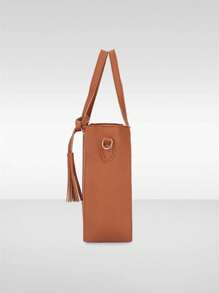 4pcs/Set Minimalist Solid Color PU Leather Tote Bag With Crossbody Bag, Clutch And Card Holder, Fashionable Business Commuter Shoulder Bag For Daily Office Use, Lightweight Vintage Large Capacity Travel Vacation Underarm Bag, Women Bag Sets - Multicolor - View 7