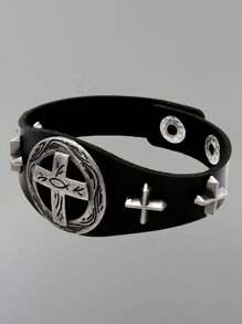 Bracelet De Cosplay Lolita Harajuku Japonais, Bracelet en PU Masculin-féminin Cool À Rivets Punk Rock, Chaîne Noire Et Métal Pour Couple Décoratif Branché Et À La Mode