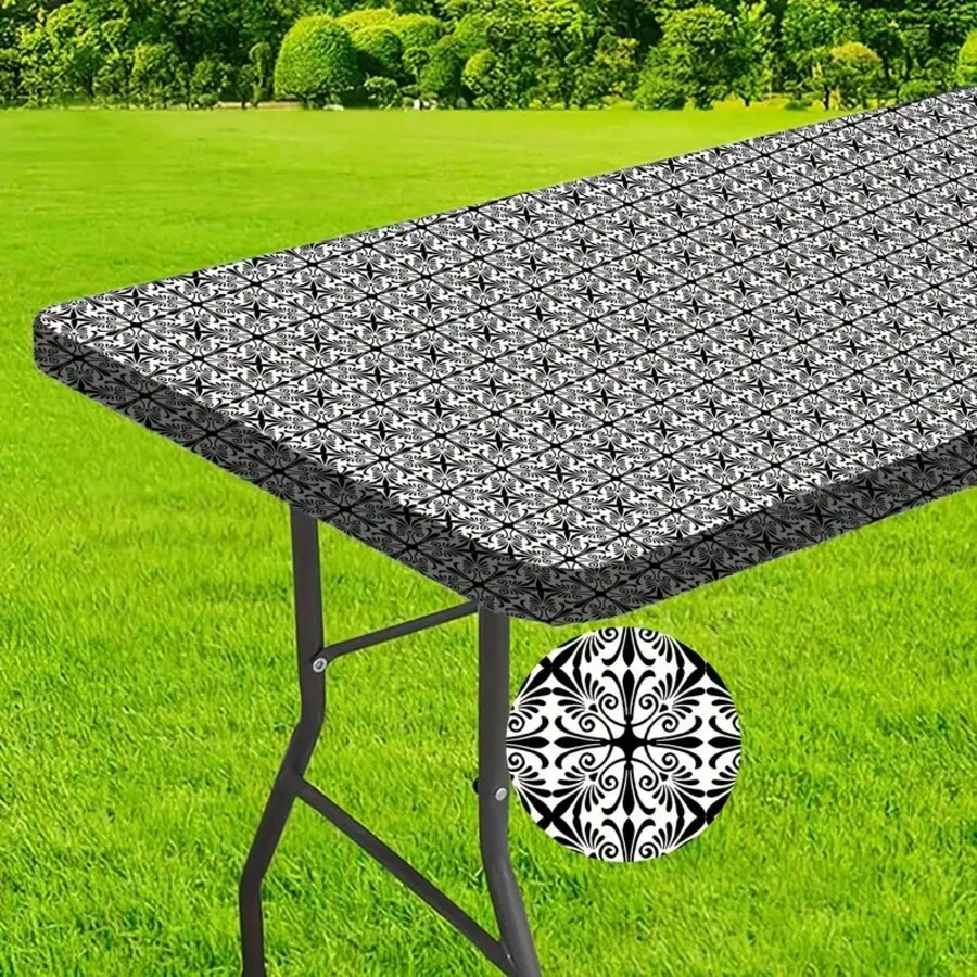6ft Waterproof Outdoor Tablecloth With Elastic Edge - Ideal For Camping, Picnics And Garden Parties - Durable Polyester