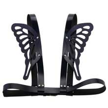 1 件 PU 皮革天使翅膀蝴蝶背带全息反光身体装饰，适合万圣节、派对、舞台表演 - 彩色 - 查看 5