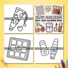 (Original, Papel grueso mejorado, páginas interiores de 120g, Versión 2025, 7.9*7.9 pulgadas, 24 páginas, Impresión de un solo lado) 1 pieza Libro para colorear para adultos con tema de cosméticos, para aliviar el estrés, con hermosos patrones y líneas claras, adecuado para el Día de San Valentín, cumpleaños, Pascua y otras fiestas, una excelente manera de relajarse