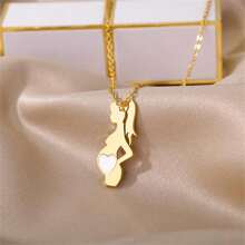 Vintage Baby Mother Mom Pendants Necklace Child Pregnant Heart Gold Color Stainless Steel Chain Gift For Women Jewelry