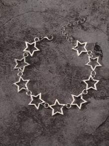 Pulsera con diseño de estrella hueca de 5 puntas en estilo gótico vintage punk, de aleación de zinc, con diseño fresco y elegante para hombres y mujeres