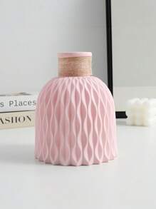 1pc Faux Silk Flower Bouquet Home Decor, Pink Floral With Green Leaves, Suitable For Wedding, Birthday, Anniversary Party, Dining Table, Living Room, Bedroom Decoration, Glass Vase - Pink - View 13