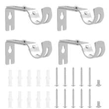 4pcs Heavy Duty Curtain Rod Brackets, Adjustable Metal Hardware Fit 1 Inch Rod, Universal For Living Room & Bedroom, Anti-Rust Wall Supports (Include Expansion Bolts) Gifts Birthday Graduation
