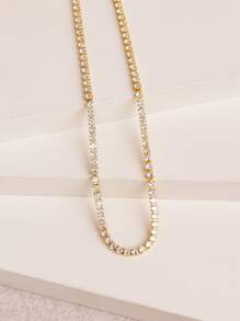 1pc Claw Chained Necklace With Single Row Cubic Zirconias, Copper Alloy Chain Inlaid With Synthetic Zirconia, Suitable For Women's Daily/Party Wear