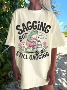 JOYY Women's Funny T-Shirts Inappropriate Adult Humor T-Shirts Sarcastic Offensive Loose T-Shirts Retro - Apricot - View 3