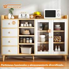 Gabinete de cubiertos multifuncional, gabinete de almacenamiento tipo buffet para cocina, aparador para sala de estar y comedor - Blanco - Ver 6