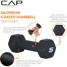 CAP Barbell Neoprene Dumbbell Weights Pairs & Sets| Multiple Colors - Black - View 5