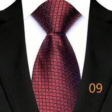 GOADAFOO Luxury 8CM Men Necktie Dark Red Color Solid Stripes Plaid Floral Ties For Man Groom Jacquard Woven Neck Tie For Business Wedding Party