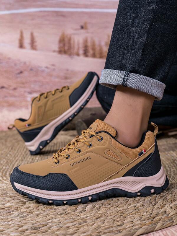 Men's Anti-Slip Lace-Up Hiking Shoes, Durable Outdoor Sports Shoes Suitable For Hiking, Climbing, Mountaineering