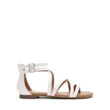 Women Gladiator Thong Sandals Summer Cross Strappy Flat Sandals With Back Zipper Casual Fashion Beach Dress Fisherman Shoes - trắng - Xem 3