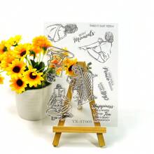 MangoCraft 透明印章切割模具套装，硅胶印章模具，用于装饰卡片、剪贴簿、时尚女孩生活模板 - 均碼 - 查看 4