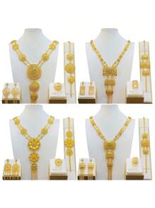 1 Piece Luxury Women's Jewelry Set - 5 Pcs Including Earrings, Necklace, Ring, Suitable For Bride, Wedding, Party, Events