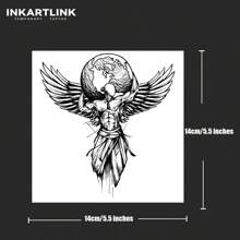 INKARTLINK 14*14cm 1 hình xăm tạm thời hình thiên thần trái đất nước ép thảo dược, hình xăm ma thuật, hình xăm 15 ngày, hình xăm bán vĩnh viễn, hình xăm giả chân thực, lâu dài 1-2 tuần - màu đen - Xem 5