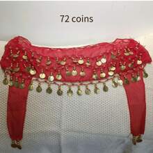 1 pièce Accessoires de danse du ventre, écharpe de hanche de danse du ventre, ceinture de danse, écharpe à nouer à la taille, ceinture de pratique à la taille, chaîne de taille décorée de pièces, cache-ceinture de costume de danse, tenue de danse