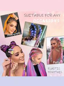 Synthetic 2PCS Color Braid Ponytail Extension With Elastic Tie Straight Hair Wrap Around Braid Ponytail - Two-Tone - View 3
