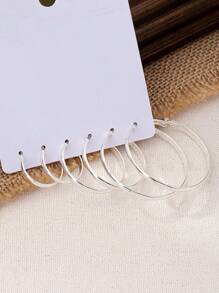 3 对时尚简约纯色女士环形耳环