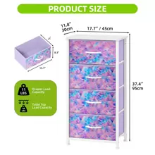 Cassettiera In Tessuto With 4 Scomparti, Struttura In Metallo, Cassettiera Compatta Per Camera Da Letto - Màu tím  Violet - Xem 3