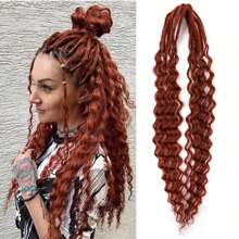 10 mechones de extensiones de rastas onduladas sintéticas de 24 pulgadas, extensiones de rastas de ganchillo onduladas 100% hechas a mano con doble extremo, de 0,6 cm de ancho, estilo hippie para mujer