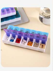 Medicine Box 7 Days A Week, Portable  Mini Large Capacity English Seven Compartment Medicine Box, Medicine Storage Box