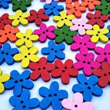 100 piezas/20 piezas Botones de madera florales surtidos, 0,59" Botones multicolores de manualidades para coser, tejer y proyectos DIY - Adornos decorativos para ropa, scrapbooking y talla grande, accesorios de costura - mezcla - Ver 4