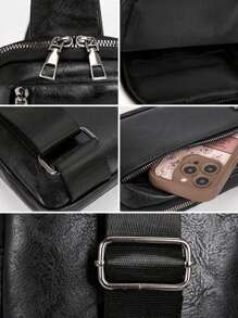 1pc Fashionable Minimalist One Shoulder Messenger Bag, Men's Chest Bag For Daily Use And Travel - Multicolor - View 8