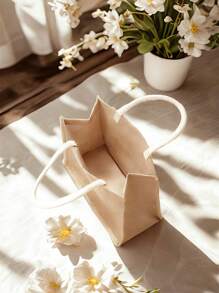 1pc Customized Canvas Tote Bag, Summer Linen Handbag, Ladies Personalized Shopping Bag, Commute School Travel Large Capacity Shoulder Bag, Suitable For Daily Outfit - Khaki - View 5