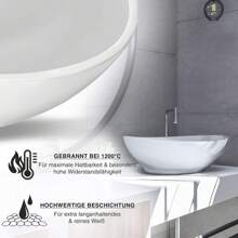 Premium Oval Washbasin With Lotus Effect, Counter-Top Wash Basin For The Bathroom And Guest Toilet, Wash Basin Without Tap Hole And Without Overflow, Pure White Counter-Top Basin - 白色 - 查看 5