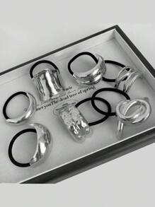 Set da 7 pezzi/6 pezzi/5 pezzi/1 pezzo di fermagli per capelli in metallo minimalisti, elastici per coda di cavallo, elastici per capelli, scrunchies, corda per capelli elastica, accessori per capelli, regali