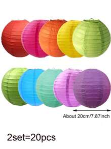 Set de 10 piezas/20 piezas/30 piezas de linternas de papel de colores variados de 20cm/25cm, aptas para bodas, cumpleaños, jardín, fiestas de inauguración de casa, decoración (luces no incluidas)