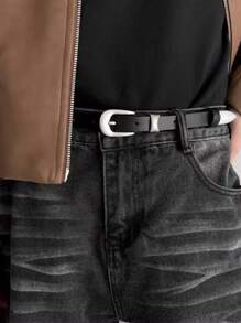 1 条男士复古小众休闲腰带，简约精致，黑色适合搭配牛仔裤，适合日常穿着、青少年、夏季、休闲、户外、运动、旅行、毕业礼物、生日配饰 - 彩色 - 查看 4