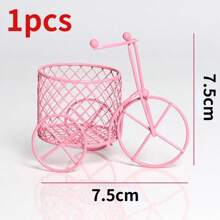1pc Pink Wrought Iron Tricycle Candy Basket Cosmetics Shelf Wedding Candy Box Creative Wedding Gift Ornaments Gifts Birthday Graduation