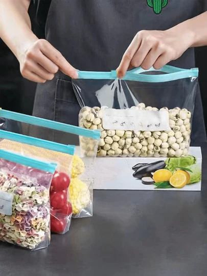 40pcs Zip Lock Food Storage Bags, Thick Freezer Bags For Fridge, Microwave Friendly, Reusable, Suitable For Organizing (Available In 25pcs, 30pcs, 20pcs, 15pcs, 10pcs, 1pc) Back To School