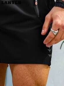 Men's Casual Solid Color Drawstring Waist Loose Shorts, Summer