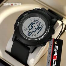 SANDA. Montre homme d'alarme SANDA, montre de mode électronique, montre de sport outdoor, montre de luxe multifonctionnelle étanche 5 bars, montre numérique LED