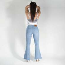 Women's Flare Fit Stretch Denim Jeans - Blue - View 5