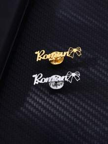 定制蝴蝶结名字胸针金色不锈钢个性化名字胸针时尚珠宝礼物