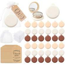 24pcs-Compact Mirrors Combs Bulk Wedding Party Favors For Guests, Portable Purse Travel Mirrors Hair Brush Set With Thank You Tag Organza Bag, Travel Comb With Mirror Multicolor, Simple And Portable, Foldable Comb, Solid Color Mini Folding Airbag Massage Comb, Pocket Comb, Portable Outdoor, Home, And Dormitory Travel Women's Comb For Bachelorette Bridal Gift Souvenirs, Party Gifts