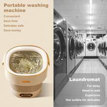 strundghti Portable Washing Machine With Spin Dryer, Fully Automatic 13L Folding Washing Machine With 3 Cleaning Modes For Underwear, Baby Clothes Cleaning - 米色 - 查看 5