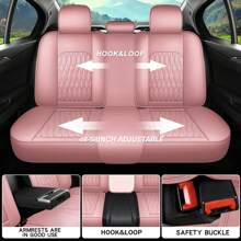 Pink Nappa Luxury Leather Car 5 Seat Covers Full Set Front Rear Solid Split Bench Cushion Protector Fit For Most Cars SUV Truck Sedan - Tất cả màu hồng - Xem 4