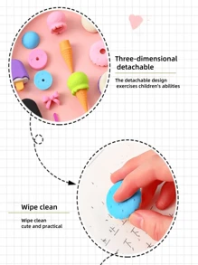 4pcs Children's School Supplies Simulated Dessert Eraser Kindergarten Prizes Stationery For Elementary School Students Creative Cartoon Cute Box Eraser - Multicolor - View 4