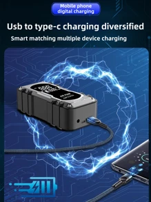 Starthilfe mit Luftkompressor, 3000A Auto-Batteriestartkabel tragbar (6,5L Motor) mit 150 PSI kabelloser Auto-Ausschalt-Reifenfüller, 12V Autobatterie-Starthilfe für kompakte Fahrzeuge, ausgestattet mit LED-Leuchten und Powerbank