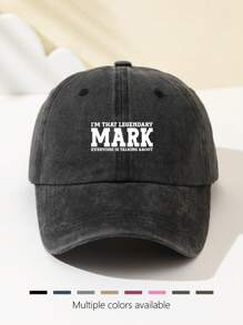 1 pieza Gorra de béisbol fashionable y suave con estampado MARK para mujer, ajustable, sombrero para exteriores transpirable, adecuado para deportes al aire libre, camping, viajes, regalo de vacaciones