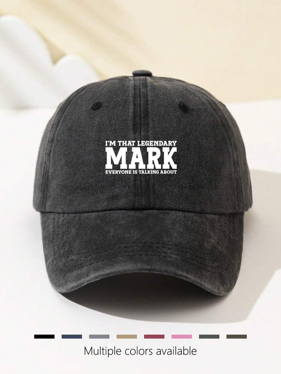 1 pieza Gorra de béisbol fashionable y suave con estampado MARK para mujer, ajustable, sombrero para exteriores transpirable, adecuado para deportes al aire libre, camping, viajes, regalo de vacaciones